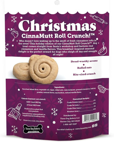 Three Dog Bakery CinnaMutt Roll Crunch, 5 oz Festive Dog Bones, Holiday & Christmas Dog Training Treats, Puppy Training Rewards
