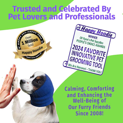 Happy Hoodie The Original Calming Band for Dogs & Cats - Anxiety Relief, Noise Canceling, and Grooming Tool Since 2008 (Large, Black)