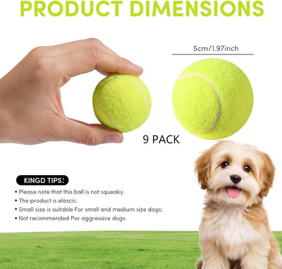 9 Pack 2 Inch Mini Tennis Balls for Small Dogs, Interactive Dog Toys for Fetch Training & Exercise, Fits 2-Inch Dog Ball Launchers