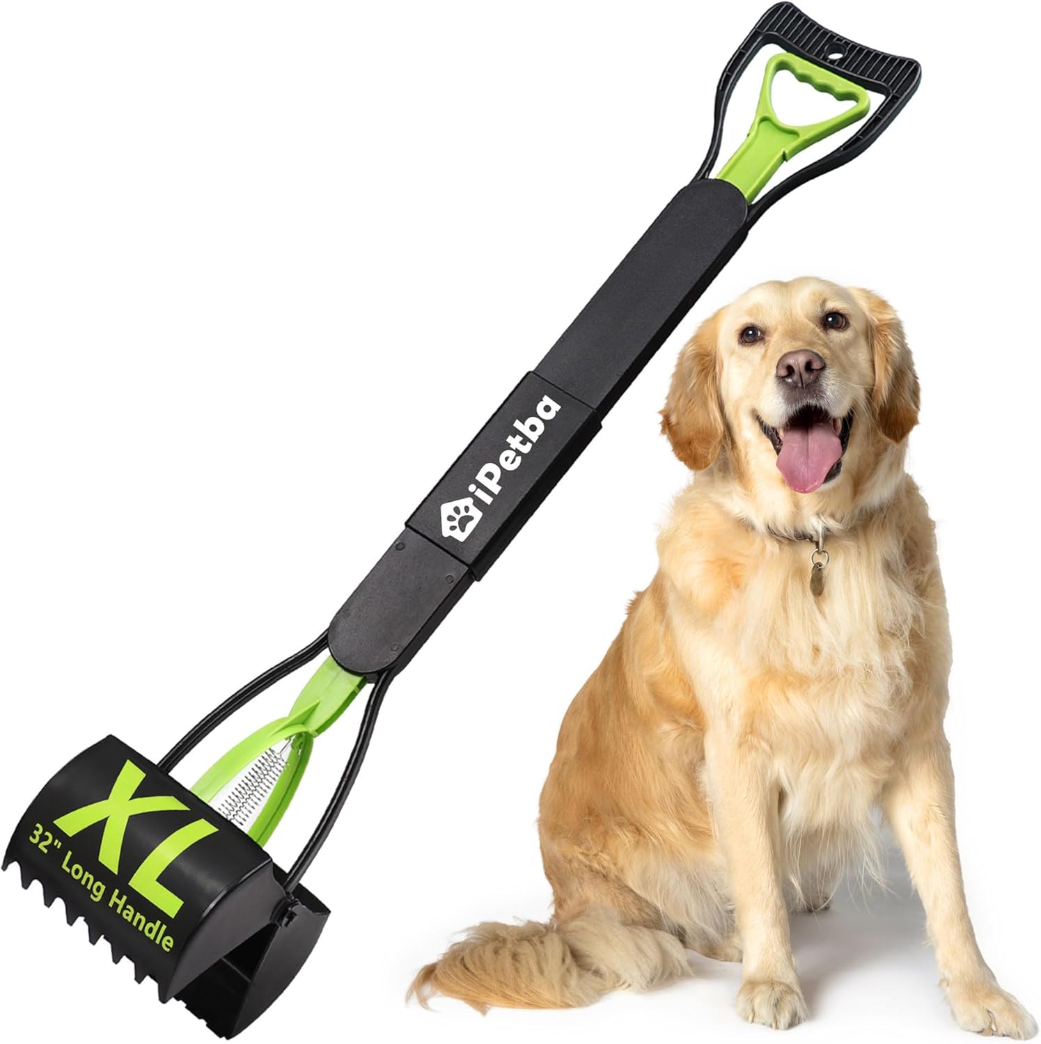 32" Long Handle Dog Pooper Scooper for Yard – No Bending, Clean Pickup on Grass, Gravel & Sand, Easy to Clean & Durable