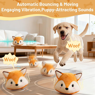 Automatic Puppy Toy for Anxiety & Boredom Relief - Self-Moving, Bouncing & Vibrating with Sound for Mental Stimulation | Rechargeable, Chew-Resistant for All Breed Sizes