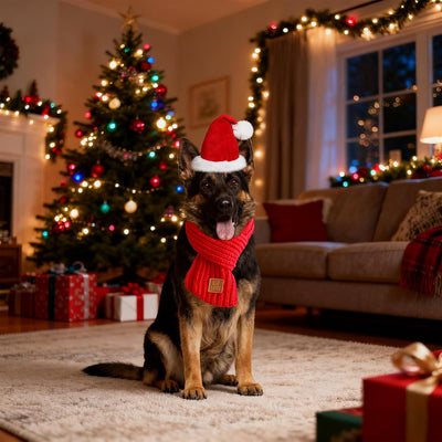 Dog Santa Hat Christmas Scarf Dog Christmas Outfit Santa Costume Holiday Outfit Clothes for Small Medium Large Dogs (Large)