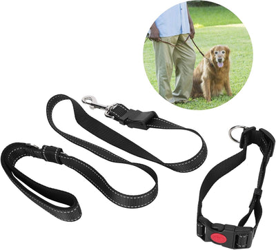 EVTSCAN Dog Car Harness Plus Connector Strap, Adjustable Length Pet Safety Car Seat Belt Set Dog Collars with Matching Leashes