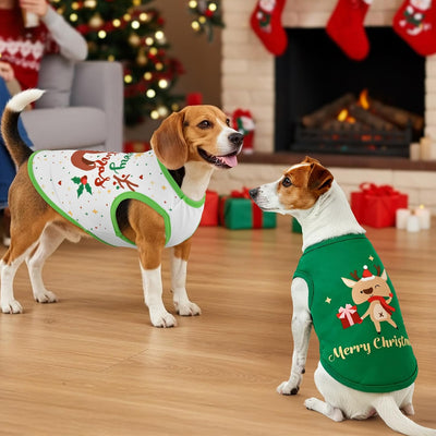 4-Pack Christmas Dog Shirt for Small Doggies Dog Tank Top Tee Shirts Xmas Pet Cat Sleeveless Vest Puppy Christmas Outfit Clothes Costume for Small Medium Dogs XL