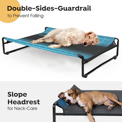 Veehoo Original Outdoor Elevated Dog Bed, Cooling Raised Dog Cot for Large Dogs, Portable Standing Pet Hammock Platform with Washable Breathable Mesh, No-Slip Feet, Large, Black, CWC2201