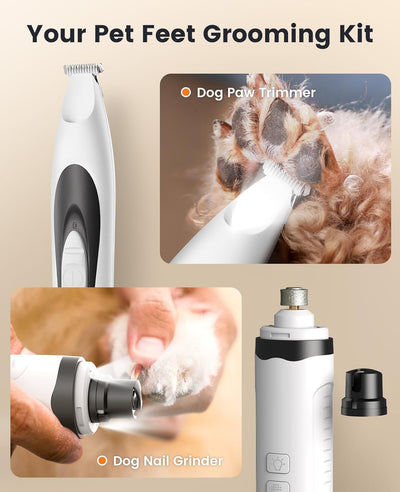 oneisall Quiet Dog Trimmer for Paws Dog Nail Grinder Paw Trimmer with 2 LED Lights 35dB Grooming Kit Safe Nail Kit Cordless Rechargeable Electric Clippers