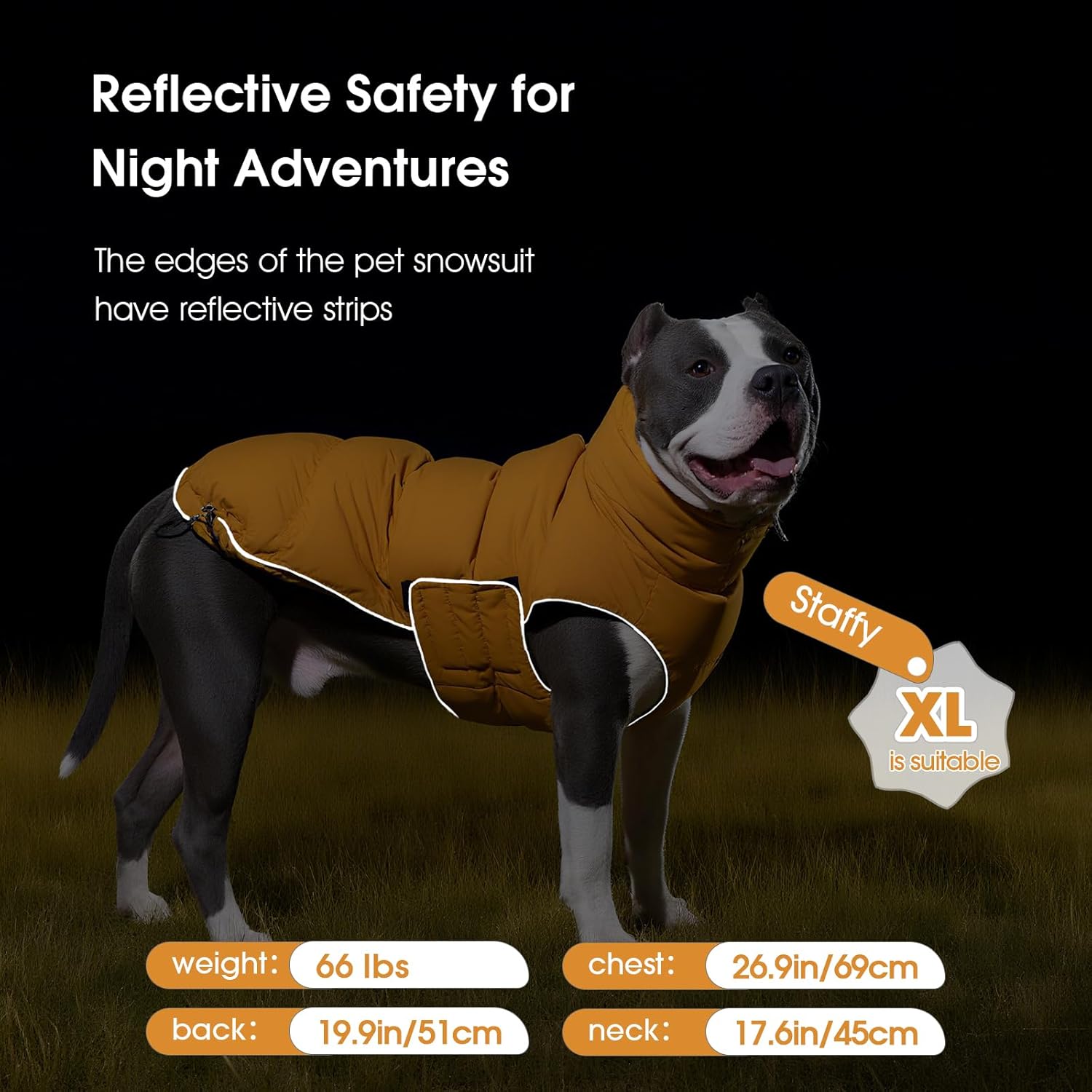 FUAMEY Dog Puffer Jacket for Large Dogs,Dog Cold Weather Coats Winter Dogs Down Jackets Waterproof Pet Snowsuits Warm Puppy Winter Vest Turtleneck Pets Adjustable Jackets Coats Mustard Yellow XXL