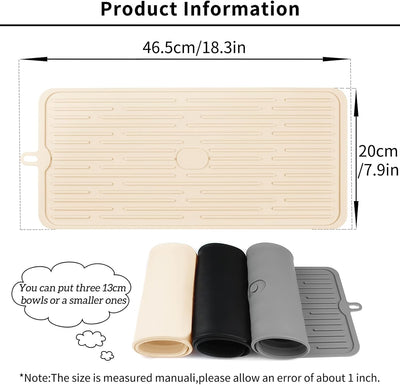Pet Placemat for Dog and Cat, Anti-Slip Waterproof Dogs Feeding Mat Prevent Food and Water Overflow, Bowl Mats Suitable for Medium and Small Pets, Beige, Silicone