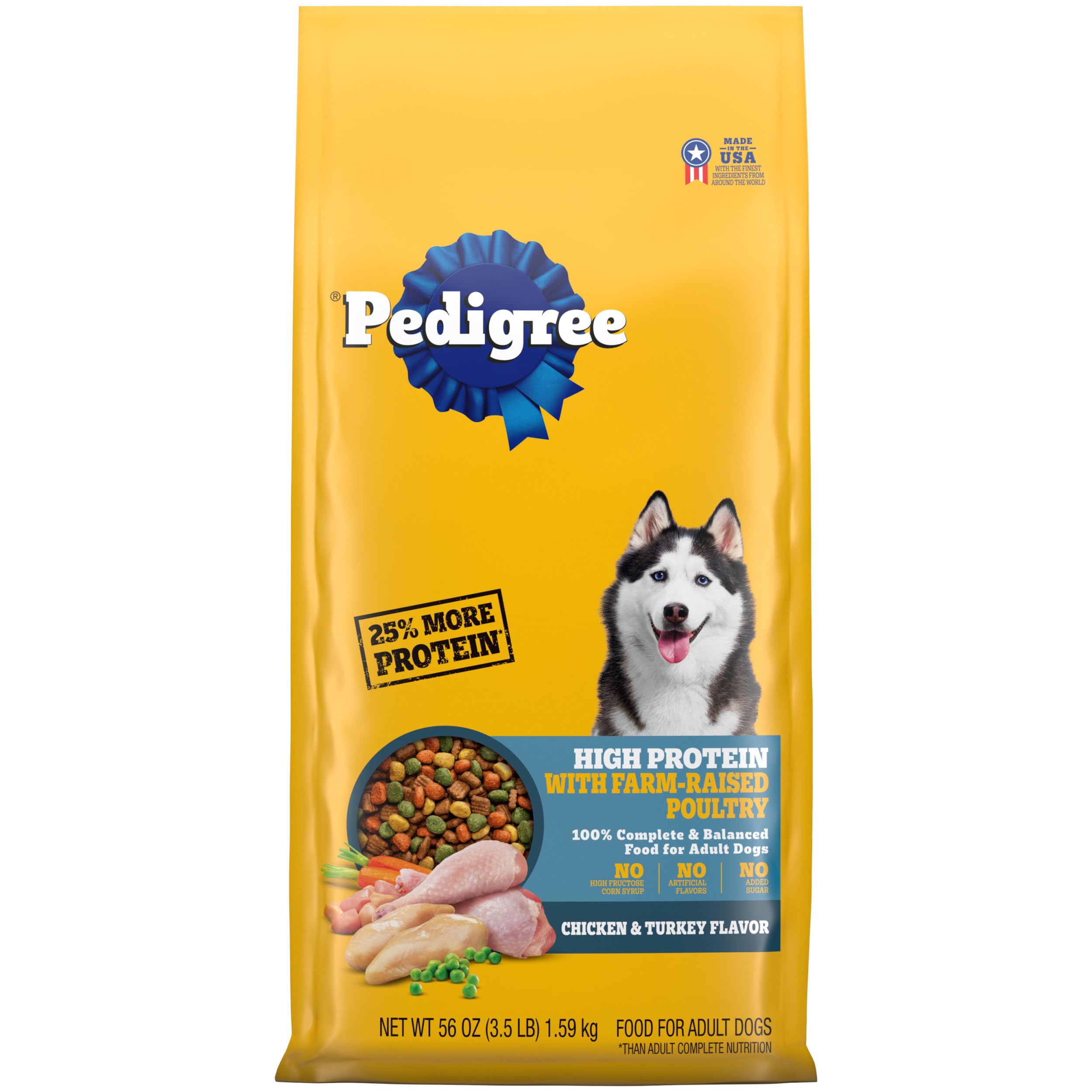 Pedigree High Protein Adult Dry Dog Food Beef and Lamb Flavor Dog Kibble, 18 lb. Bag
