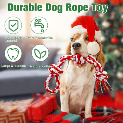 UPSKY Christmas Dog Rope Toys - Nearly Indestructible, Dental Cleaning, Aggressive Chewer Toys for Medium Large Breeds