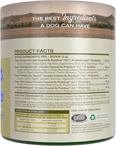 Super20 Canine Supplement Organic Ingredients Multi-Benefit Supplement, Ashwagandha, Help w/Canine Well-Being, Heart, Joint, Vision, Antioxidant Support by Katherine Heigl (30 scoops)