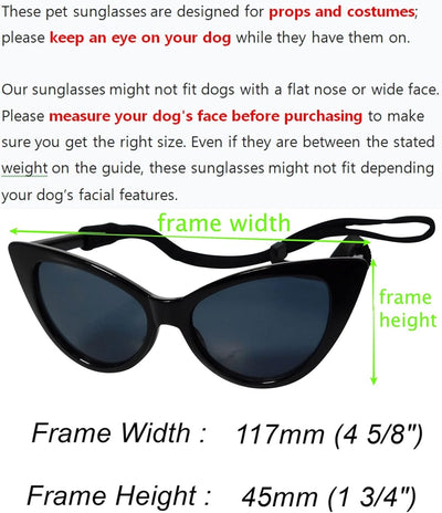 G005-jnst Dog Pet Costume Prop Cateye Sunglasses for Small to Medium Breeds 15-30lbs (Cateye Black)