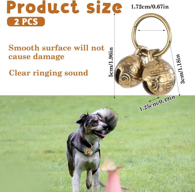 Copper Bell for Dog Collar, 4 PCS Brass Dog Bells Extra Loud Collar Bell for Pet Tracking Anti Lost Training Pets Pendant Accessories Anti Theft Bells for Little Dogs & Cats