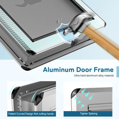 Aluminum XL Dog Door for Exterior Door,Open Size:24.4" H x 13.8" W,Heavy Duty Doggy Door with Enclosed Magnetic Flaps,Extreme Weather Doggie Doors (Silvery, X-Large)