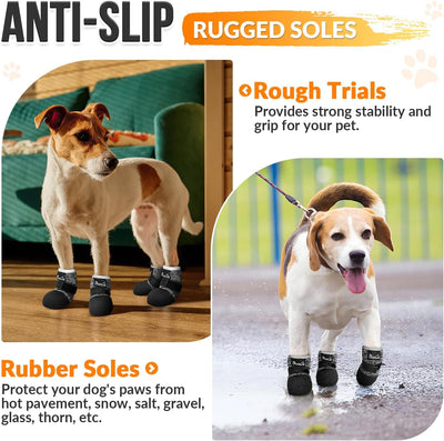 SlowTon Dog Shoes - Breathable Dog Sock Boots for Summer Hot Pavement Hardwood Floors Winter Snow, Waterproof Booties for Small Medium Large Dogs, Non-Slip Paw Protector for Outdoor Walking (BG, 8)