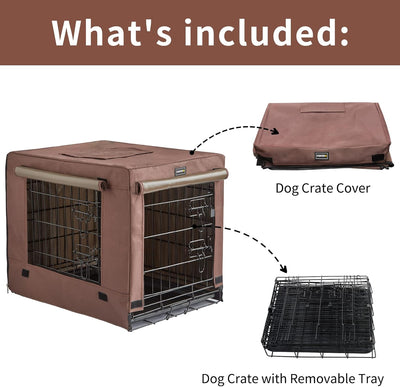 DONORO Dog Crates for Small Size Dogs Indoor, Double Door Dog Kennels & Houses for Puppy and Cats with Dog Crate Cover, Collapsible Metal Contour Dog Cages
