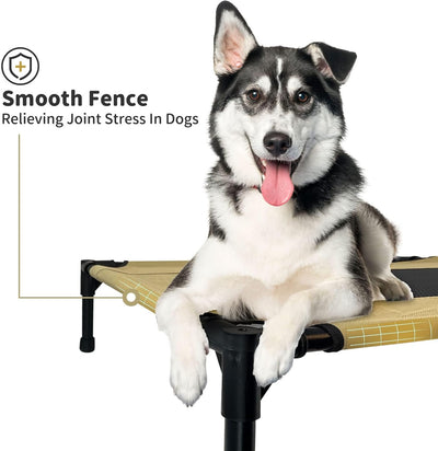 FIOCCO Cama elevada para perros – Cuna resistente para perros, cama elevada lavable para mascotas con malla a prueba de mordidas y marco de metal, cama portátil para mascotas para uso al aire libre