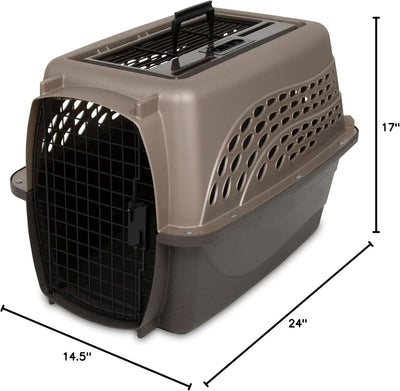 Petmate Dog Crates for Small Dogs & Cat Carriers, Two-Door Plastic Pet Kennel, Top & Front Loading, Made in USA, 24", Tan