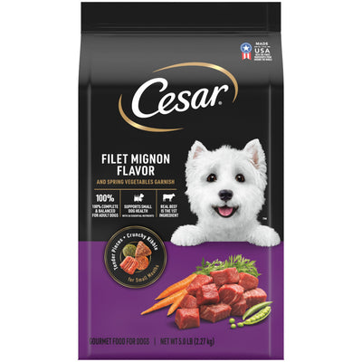 Cesar Small Breed Dry Dog Food Filet Mignon Flavor and Spring Vegetables Garnish, 12 lb. Bag