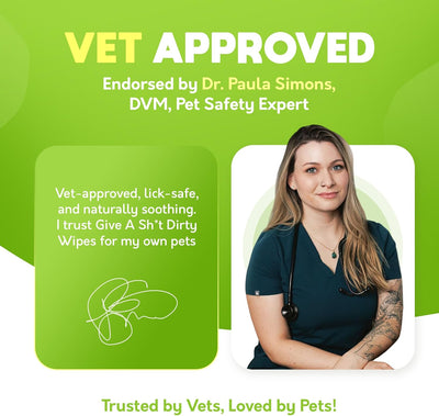 Lick-Safe Pet Wipes for Dogs & Cats - Vet-Approved & Hypoallergenic - Cleans Mud, Odors & Dander - Feline & Dog Wipes for Paws, Face & Butt - Earth-Friendly & Unscented Cat Cleaning - Pack of 100