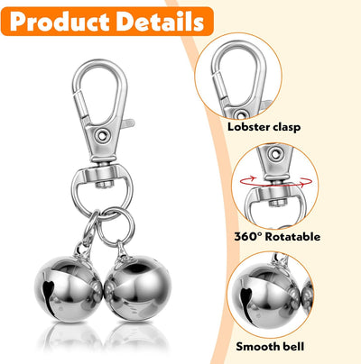 4 Pack Dog Cat Collar Bell, Loud Dog Collar Bells for Pet Training Small Dog Bell Silver Cat Bell for Collar Charm Dog Collar with Bells for Dog