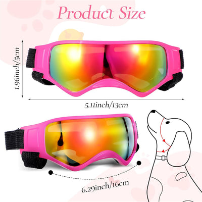 Dog Sunglasses, Small Breed Dog Goggles with UV Protection, Windproof Dustproof Puppy Glasses with Adjustable Head Straps for Outdoor Riding, Driving, Hiking, Travel, Beach(Pink)