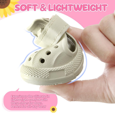 Dog Shoes for Hot Pavement - Breathable Dog Sandals with Non Slip Soles & Reflective Straps, Easy ON & Off, Easy-Clean Summer Outdoor Pet Boots for Small Medium Large Dogs, Beige, 8