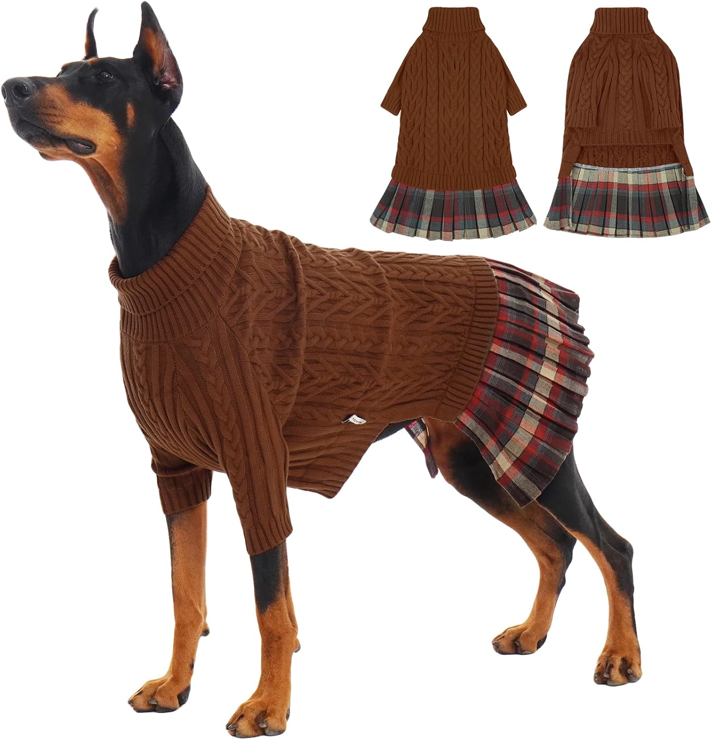 IECOii Big Girl Dog Sweater Dress, Cable Knit Sweater for Extra Large Dogs Girl,Purple,4XL, Cute Dog Warm Dress for Fall Winter, Good Stretcy Fit Knitwear for Giant Breed Dogs Female Indoor & Outdoor