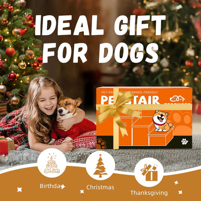 Escaleras para perros con almacenamiento de 18 pulgadas de alto, escalones de 3 escalones más anchos para perros grandes, medianos y pequeños, escaleras plegables resistentes para mascotas
