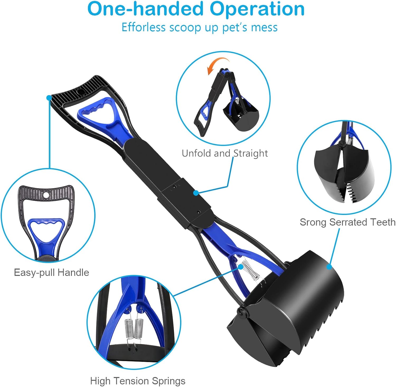 UPSKY Pooper Scooper for Large Small Dogs, Folding Dog Poop Scooper, Sturdy Spring and Premium Materials，Easy to Use for Grass, Dirt, Gravel Pick Up Shovel