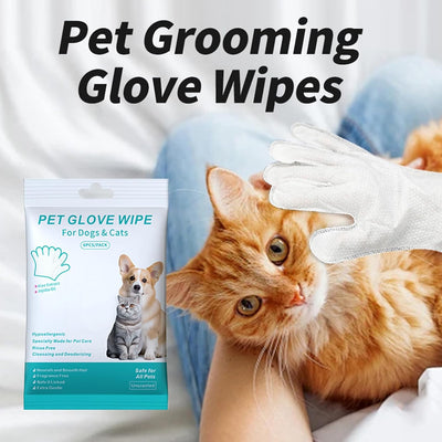 Gettoreach Dog Shampoo Mitts, Rinse-Free Dog Shampoo Mitts – Pet Bath Wipes 6 Packs, Cleaning Grooming Gloves for Dogs Cats Daily Care and Traveling (5 Packs/ 30Pcs)