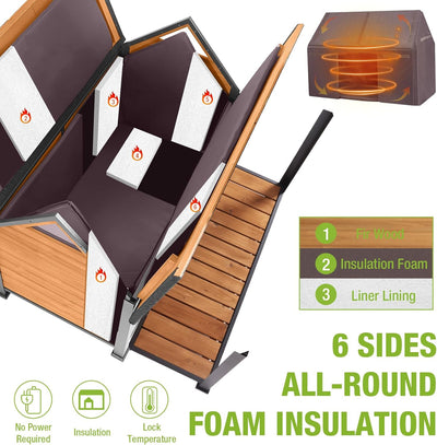 Extra Large Dog House Outdoor for Large Breed Dogs, Insulated Dog Kennel Outside, Weatherproof, Metal Frame Dog Shelter with Elevated Floor and Porch, for XL, XXL Big Dog (Insulated Liner)