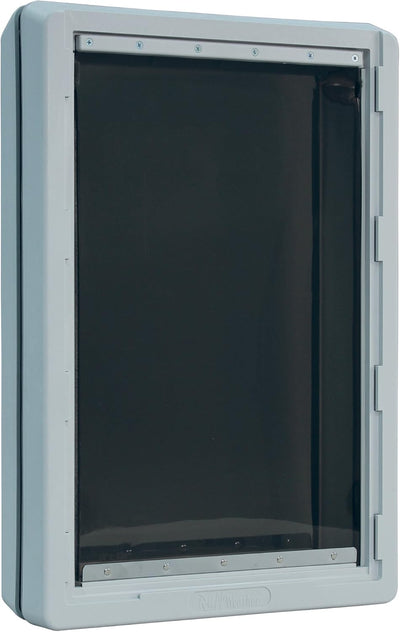 Ideal Pet Products Designer Series Ruff-Weather - Puerta para mascotas con marco telescópico, súper grande, tamaño de solapa de 15 x 23.5 pulgadas