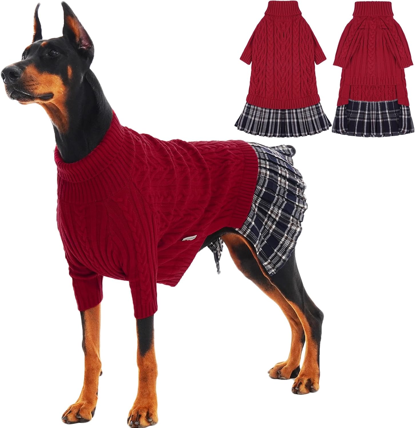 IECOii Big Girl Dog Sweater Dress, Cable Knit Sweater for Extra Large Dogs Girl,Purple,4XL, Cute Dog Warm Dress for Fall Winter, Good Stretcy Fit Knitwear for Giant Breed Dogs Female Indoor & Outdoor