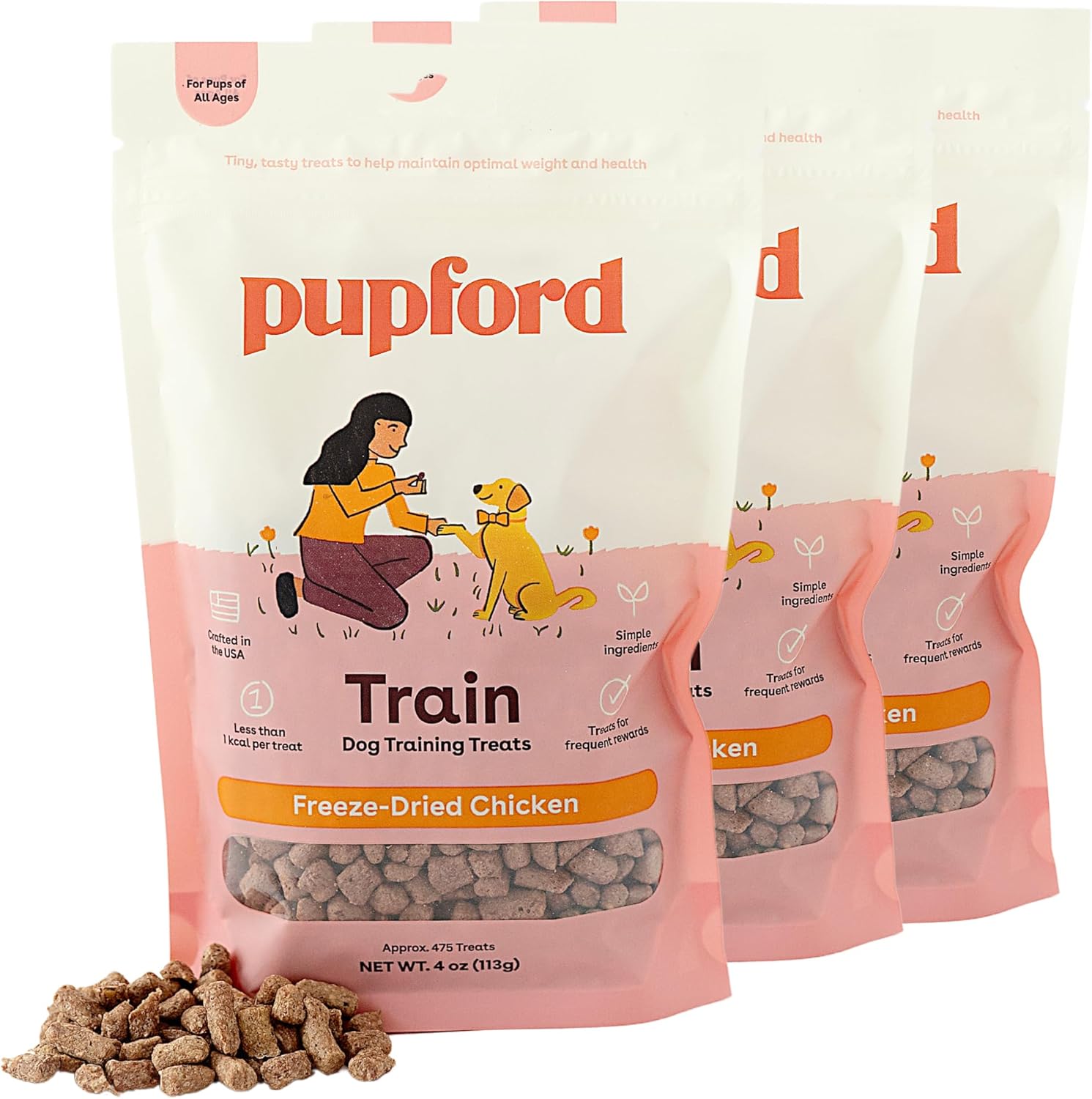 Pupford Freeze Dried Training Treats for Dogs & Puppies, 475+ Three Ingredient Bites (Beef Liver, 4 oz)
