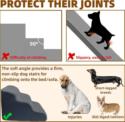 5-Step Dog Stairs for 30 Inch High Beds & 20-30 Inch Couch Bed, Non-Slip Balanced Indoor Pet Ramp Stairs for Small Old Large Dogs Cats to Get on Bed 30D