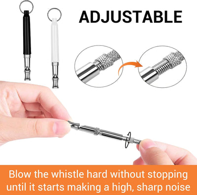 2 Pcs Dog Whistle with Lanyard, Adjustable Ultrasonic Silent Recall Dog Training Whistles to Stop Barking Neighbors Dog (Black White)