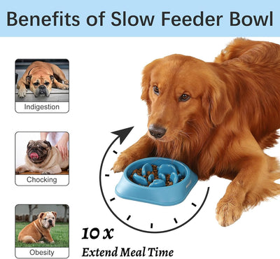 MateeyLife Slow Feeder Dog Bowls 2PCS, Anti-Choking Puzzle Dog Food Bowls, Anti-Slip Interactive Feeding Slow Down Eating, Bloat Stop Maze Dishes for All Breeds Pets
