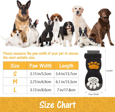 Non Slip Dog Socks with Grippers to Prevent Licking Paws for Hardwood Floors - Anti Slip Shoes 3 Pairs Booties Winter Boots Paw Protectors for Small to Large Senior Dogs Prevent Scratching