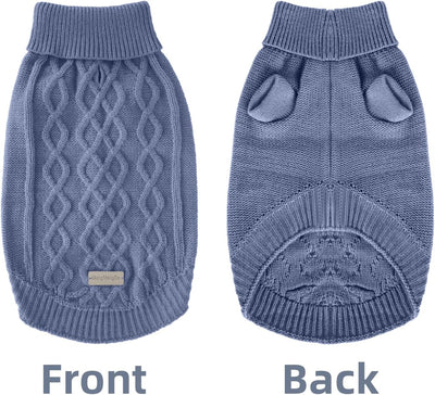 Small Dog Warm Winter Sweater MengMengDa Pet Clothes Puppy Knitwear for Small to Medium Breeds Dog Outfits (Dark Blue M)
