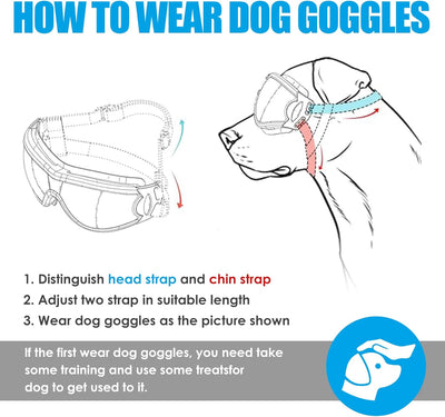 Tiny Pet Dog Sunglasses for Large Dogs - UV Protection Windproof Anti-Fog Dog Goggles PC Lens & PVC Frame, Adjustable Strap for Medium Breed Dogs