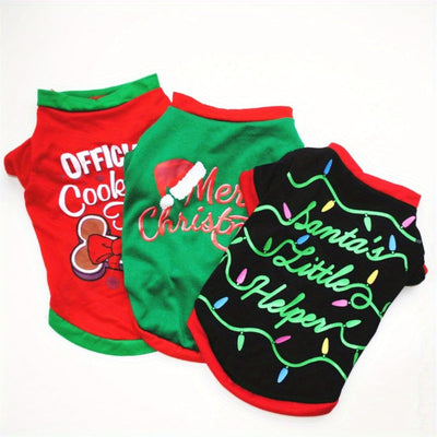 Dogs Christmas Shirts Snowflakes Clothes Pet Santa Claus Suit Puppy Outfits Funny T-Shirt for Small Dogs and Cats Christmas Holiday Festival Party-Green-S
