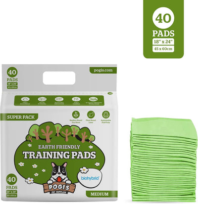 Pogi’s Puppy Pads with Sticky Tabs – Medium, Super Absorbent, Odor Blocking, 40-Count (18x24in)
