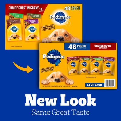 Pedigree Choice Cuts in Gravy Adult Soft Wet Dog Food 48-Count Variety Pack, 3.5 oz Pouches