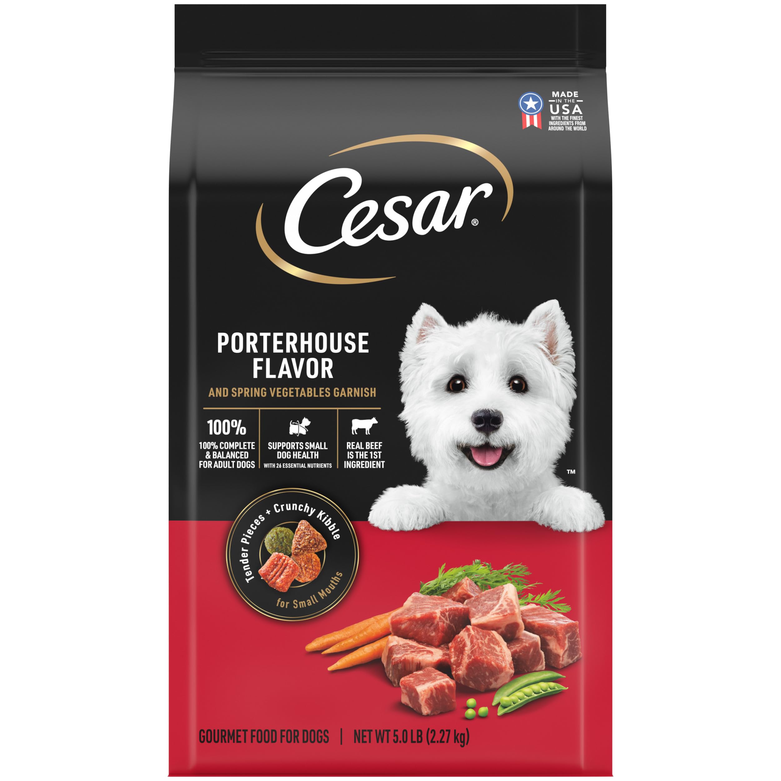 Cesar Small Breed Dry Dog Food Filet Mignon Flavor and Spring Vegetables Garnish, 12 lb. Bag