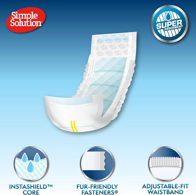 Simple Solution Disposable Dog Diapers Wraps for Male Dogs, True Fit, Absorbent, Leak Proof with Wetness Indicator, Puppy and Doggie Diaper for Peeing, For Large Pets, 18-27 Inch Waist, 12 Count