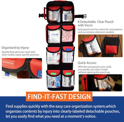 Premium 418-Piece First Aid Kit for Home, Car, Travel, Camping, Hiking & Outdoor Emergencies, Tear-Resistant Survival Kits for Business, Vehicle & School, Multi-Use Emergency Medical Supplies