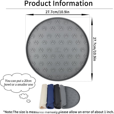 Grey Silicone Pet Feeding Mats for Food and Water, Foldable Pet Placemat Non-Slip Waterproof Mats for Small and Medium Cats and Dogs, Raised Edge Prevents Residue from Spilling onto The Floor