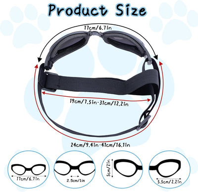 2 Pcs Dog Goggles Dogs Sunglasses Eye Wear for Medium Large Breed Dogs Wind Dust UV Protection Black and Pink Pet Glasses with Adjustable Strap for Skiing Driving Bike Swim (Medium Large, Ellipse)