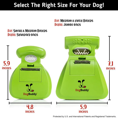 DogBuddy Pooper Scooper, Portable Dog Pooper Scooper, Poop Scooper for Small and Large Dogs, Pooper Scooper With Bag Attachment, Leash Clip and Dog Waste Bags Included (Medium, Kiwi)